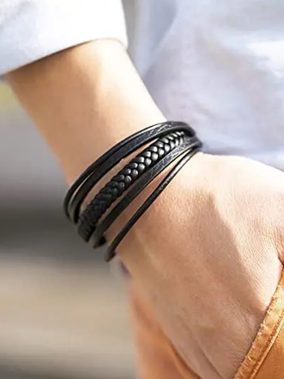 YouBella Bracelets for Men and Boys Black Leather Bracelet for Men | European Hot Retro Style Leather Band Bracelets for Men | Birthday Gift for Men and Boys Anniversary Gift for Husband