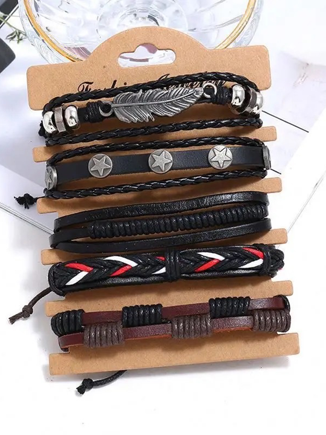 YouBella Bracelets for Men and Boys Black Leather Bracelet for Men | European Hot Retro Style Leather Band Bracelets for Men | Birthday Gift for Men and Boys Anniversary Gift for Husband