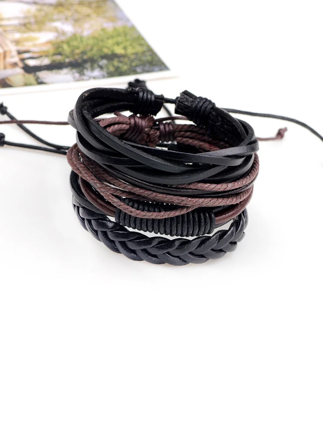 YouBella Bracelets for Men and Boys Black Leather Bracelet for Men | European Hot Retro Style Leather Band Bracelets for Men | Birthday Gift for Men and Boys Anniversary Gift for Husband