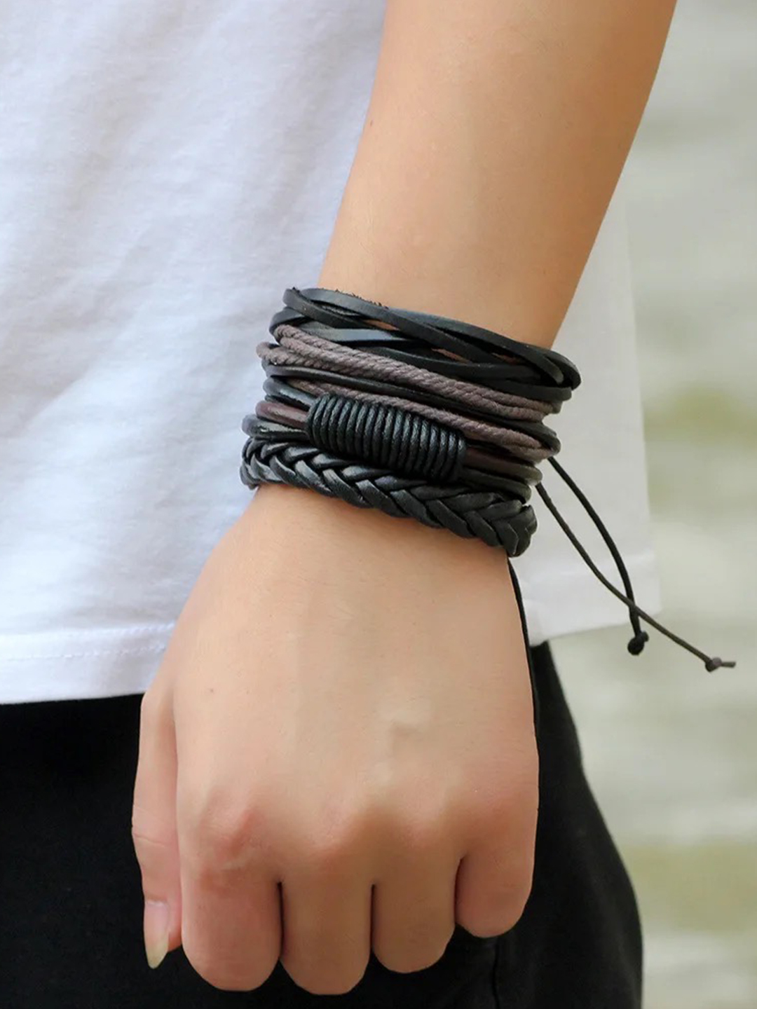 YouBella Bracelets for Men and Boys Black Leather Bracelet for Men | European Hot Retro Style Leather Band Bracelets for Men | Birthday Gift for Men and Boys Anniversary Gift for Husband