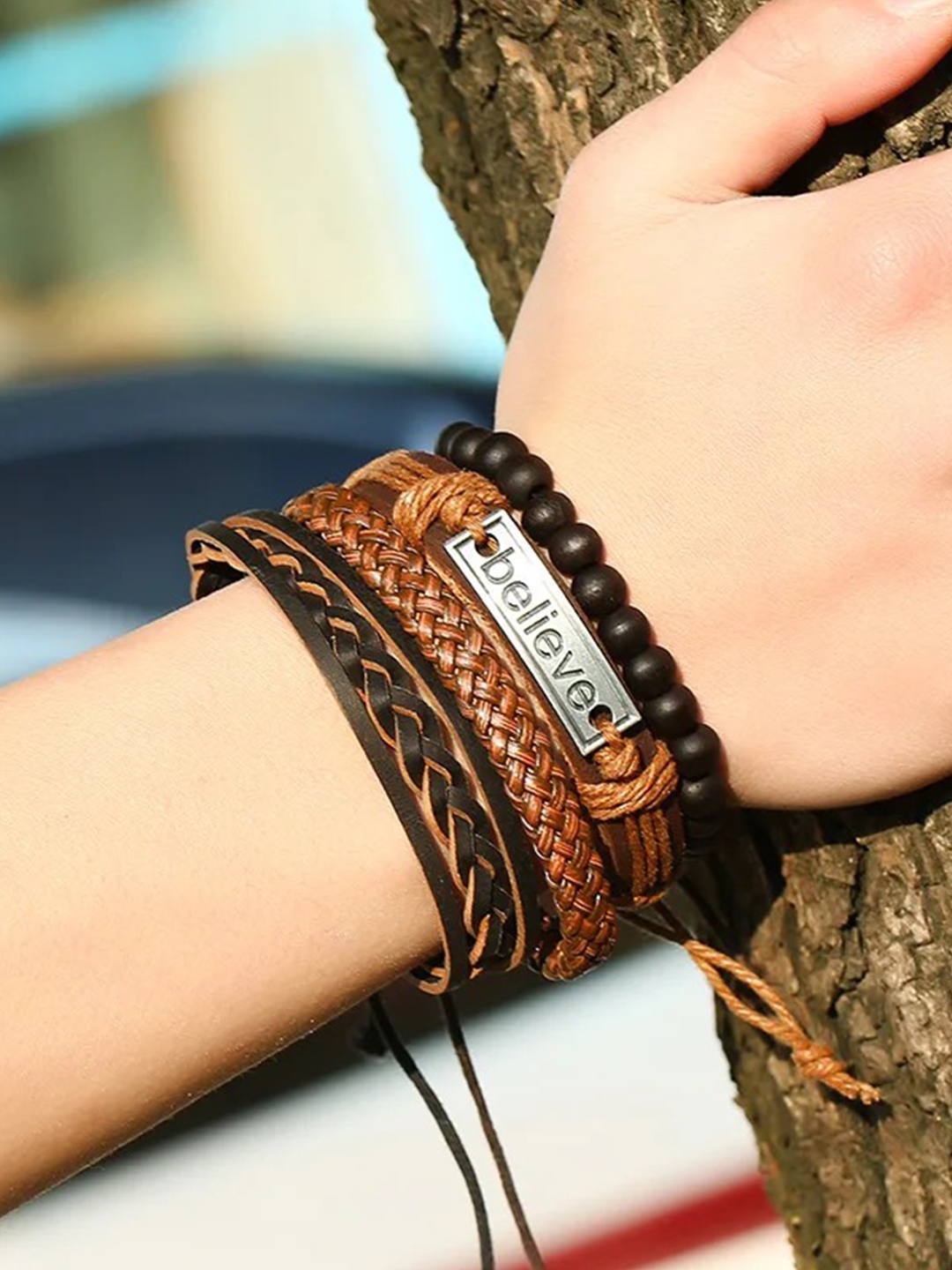 YouBella Bracelets for Men and Boys Black Leather Bracelet for Men | European Hot Retro Style Leather Band Bracelets for Men | Birthday Gift for Men and Boys Anniversary Gift for Husband
