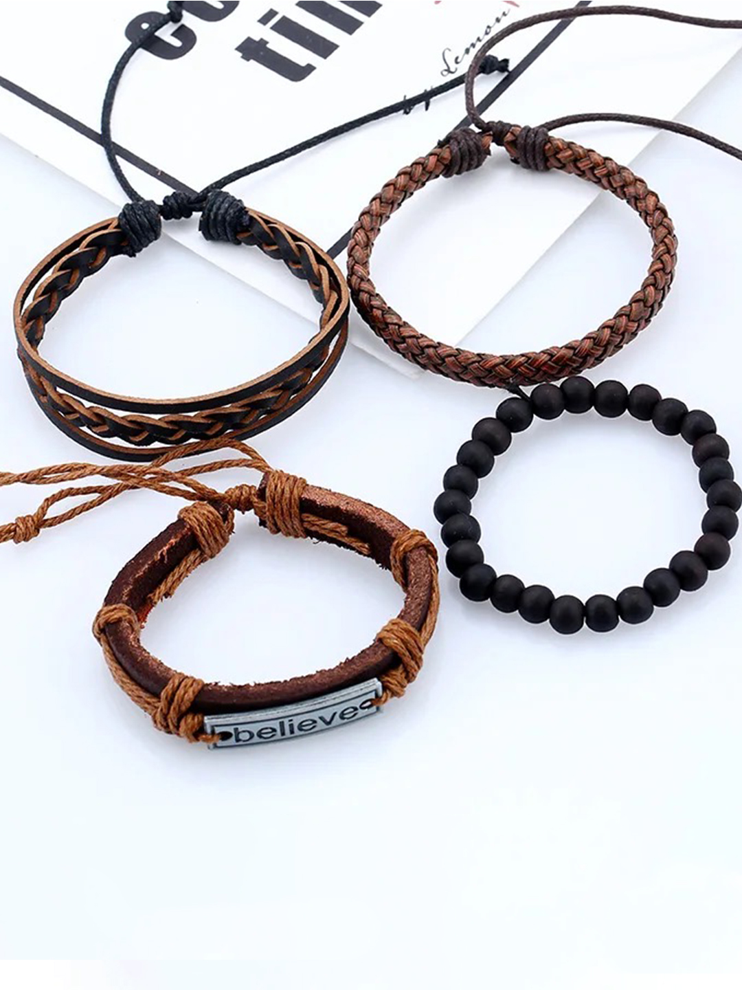 YouBella Bracelets for Men and Boys Black Leather Bracelet for Men | European Hot Retro Style Leather Band Bracelets for Men | Birthday Gift for Men and Boys Anniversary Gift for Husband