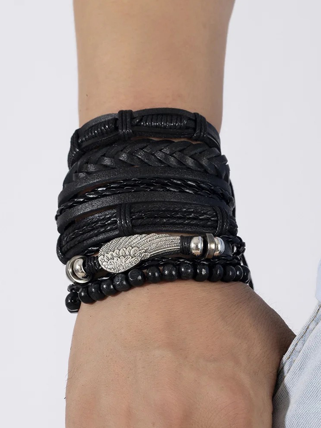 YouBella Bracelets for Men and Boys Black Leather Bracelet for Men | European Hot Retro Style Leather Band Bracelets for Men | Birthday Gift for Men and Boys Anniversary Gift for Husband