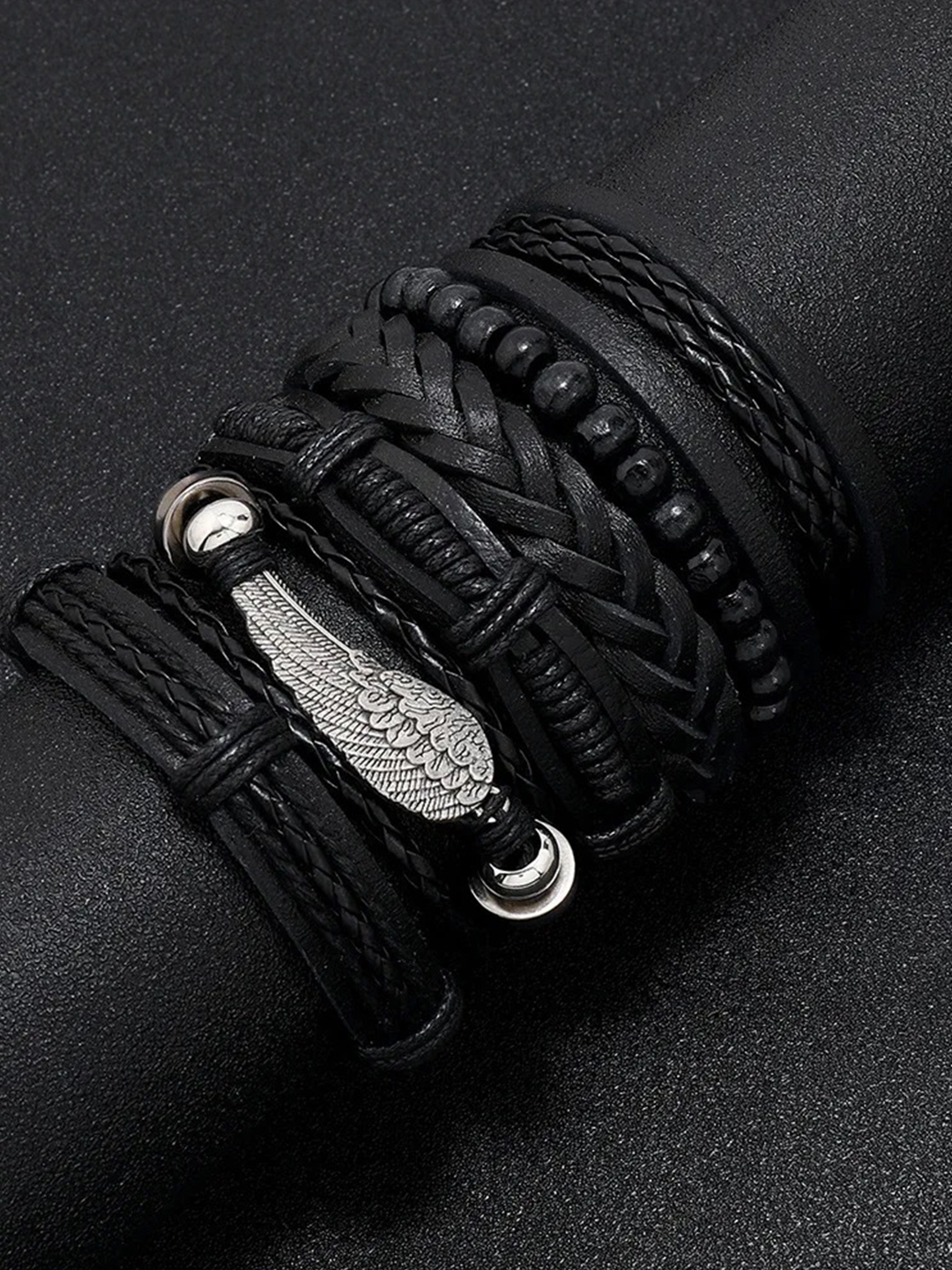 YouBella Bracelets for Men and Boys Black Leather Bracelet for Men | European Hot Retro Style Leather Band Bracelets for Men | Birthday Gift for Men and Boys Anniversary Gift for Husband