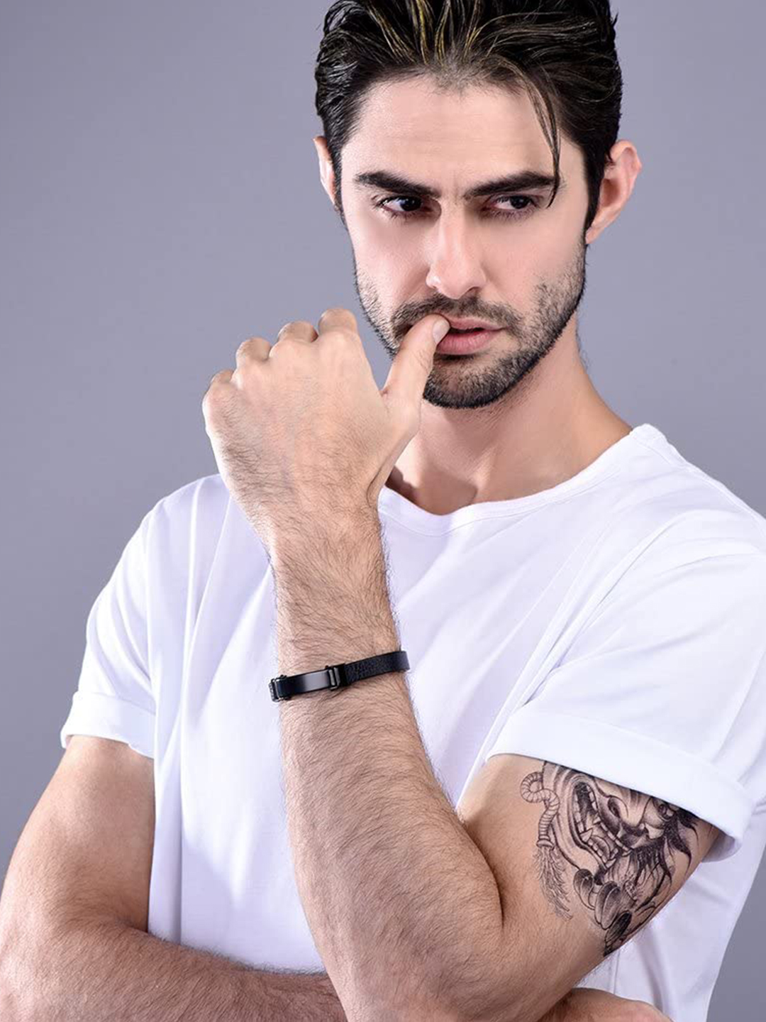YouBella Bracelets for Men and Boys Black Leather Bracelet for Men | European Hot Retro Style Leather Band Bracelets for Men | Birthday Gift for Men and Boys Anniversary Gift for Husband