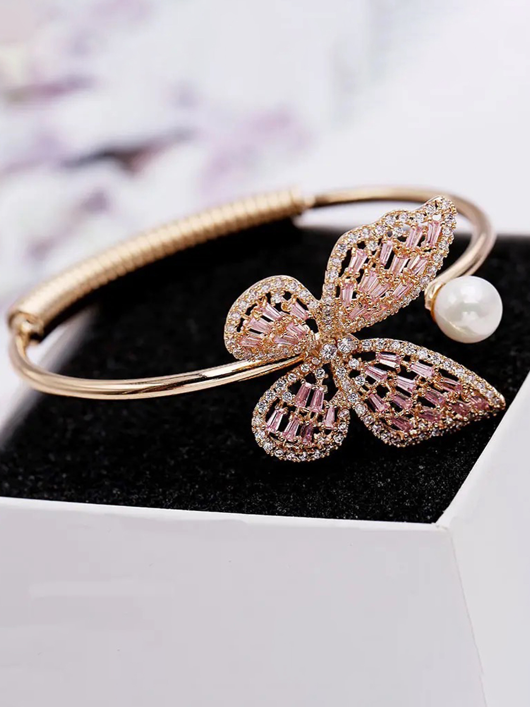 YouBella Jewellery for Women Stylish Celebrity Inspired Crystal Butterfly Shaped Bracelets for Women and Girls