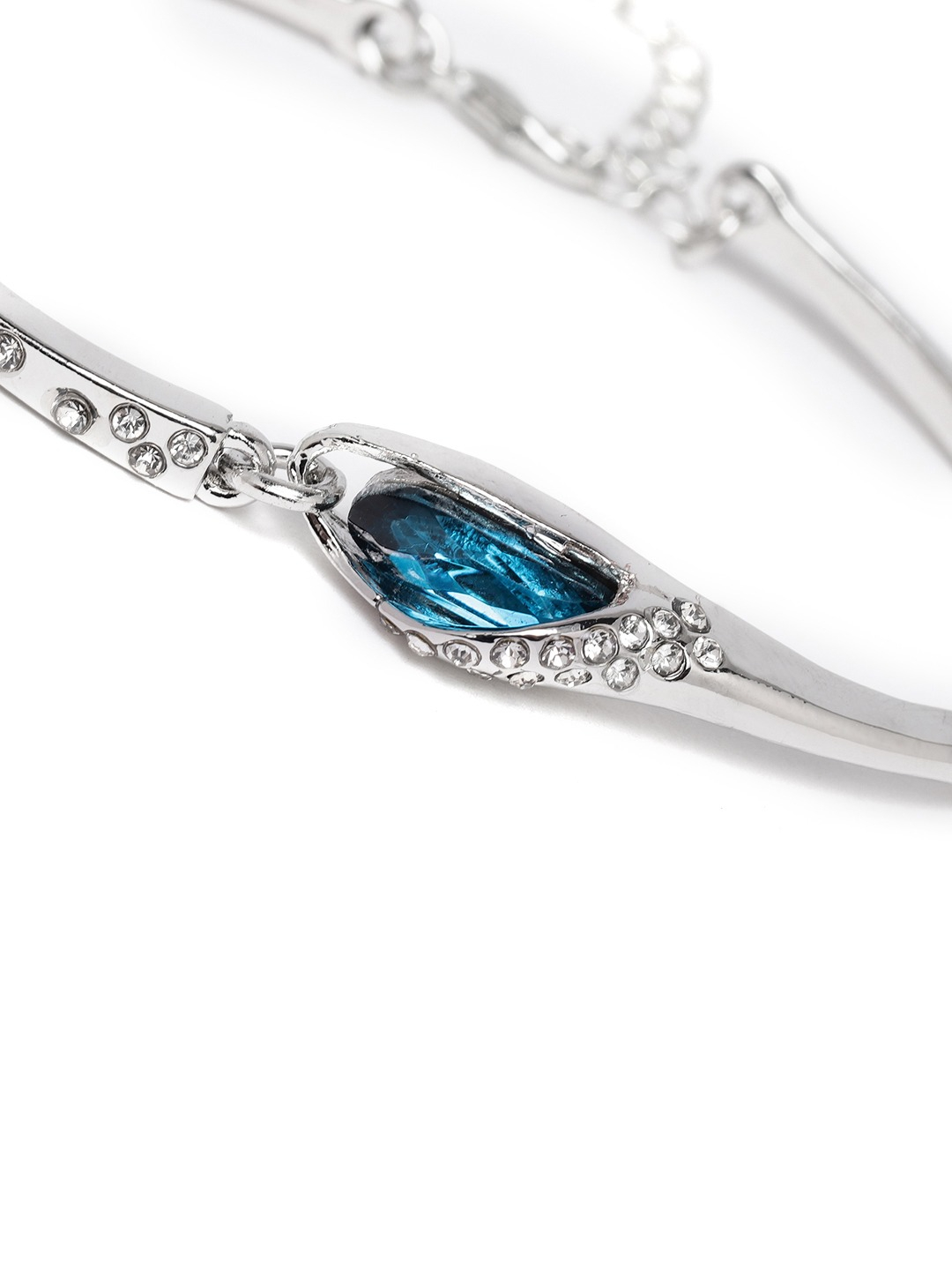YouBella Blue  Purple Stone-Studded Cuff Bracelet