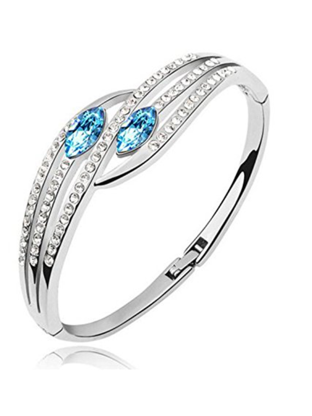 Youbella Jewellery Combo Of Blue Crystal Necklace Set With Earrings And Bracelet For Women