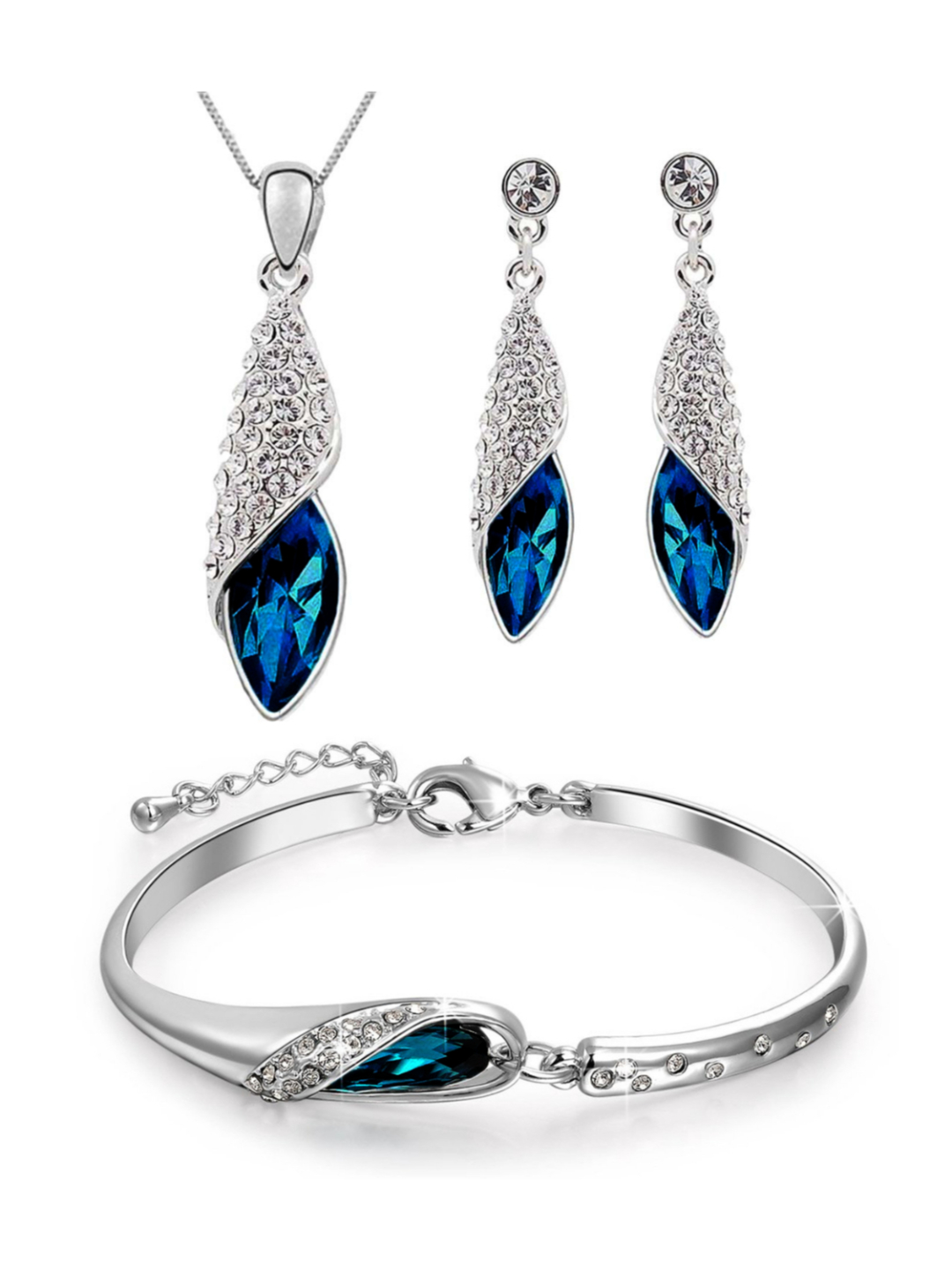 YouBella Fashion Jewellery Combo of Crystal Fancy Party Wear Necklace Set with Earrings and Bracelet for Girls and Women (YBCRS_COMBO_00023)