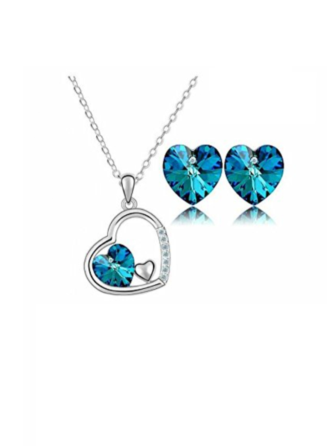 Valentine YouBella Fashion Jewellery Heart Shape Love Crystal Combo Pendant Necklace Set, Bangle Bracelet and Fancy Earrings for Women and Girls
