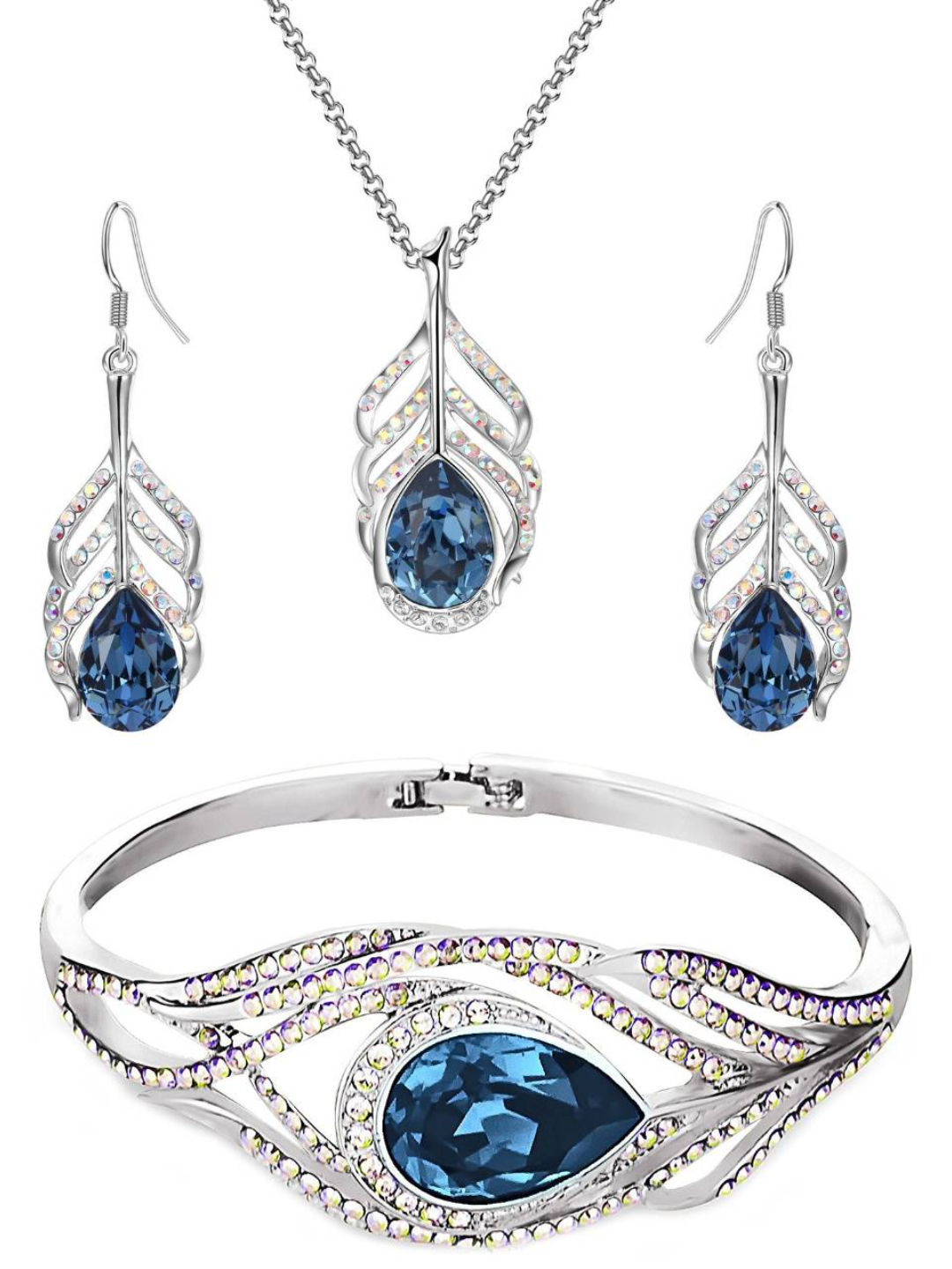 Valentine YouBella Fashion Jewellery Lord Krishna Crystal Combo Pendant Necklace Set, Bangle Bracelet and Fancy Earrings for Women and Girls