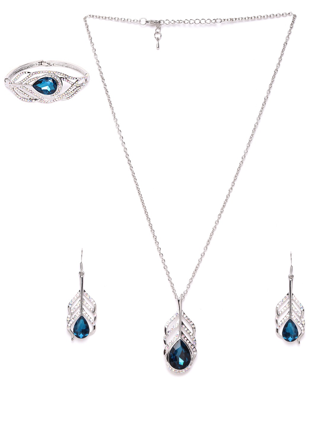 Valentine YouBella Fashion Jewellery Lord Krishna Crystal Combo Pendant Necklace Set, Bangle Bracelet and Fancy Earrings for Women and Girls
