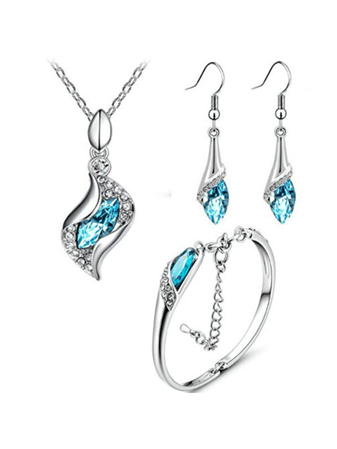 Valentine Gifts : YouBella Presents Gracias Collection Crystal Jewellery Combo of Necklace Set/Pendant Set with Earrings and Bracelet for Girls and Women