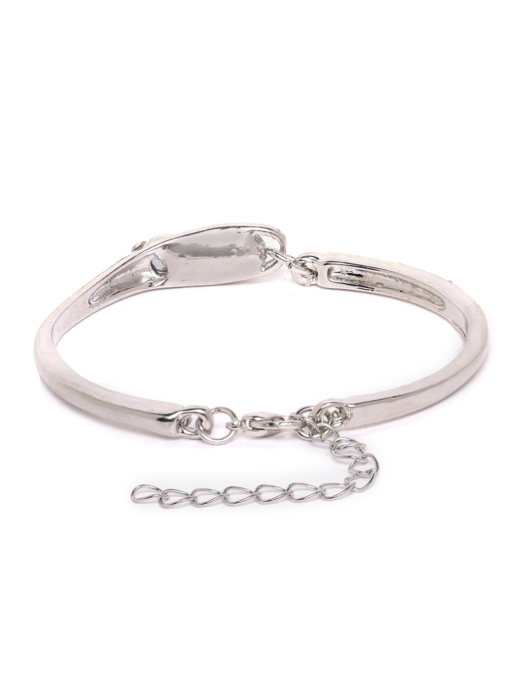 YouBella Blue Silver-Plated Stone-Studded Jewellery Set with Bracelet