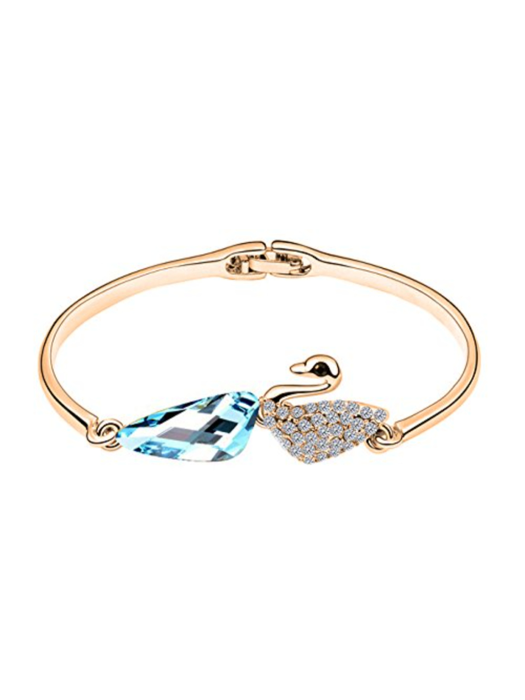 YouBella Combo of Golden Crystal Pendant Necklace Set, Bangle Bracelet and Earrings for Women
