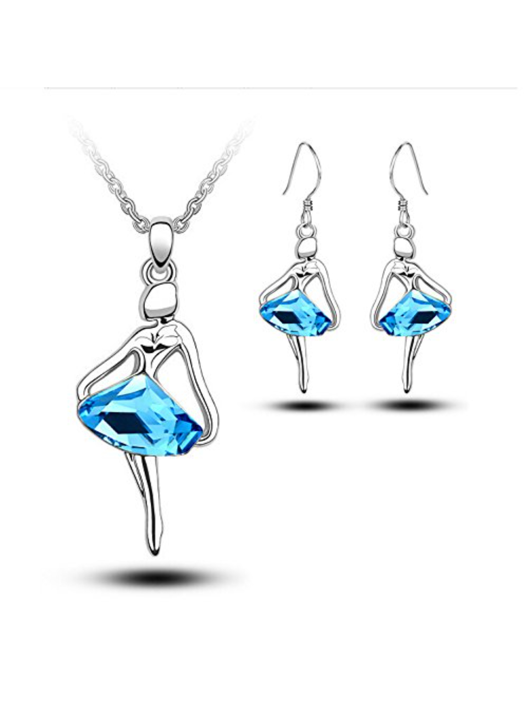 Valentine YouBella Fashion Jewellery Crystal Combo Pendant Necklace Set, Bangle Bracelet and Fancy Earrings for Women and Girls