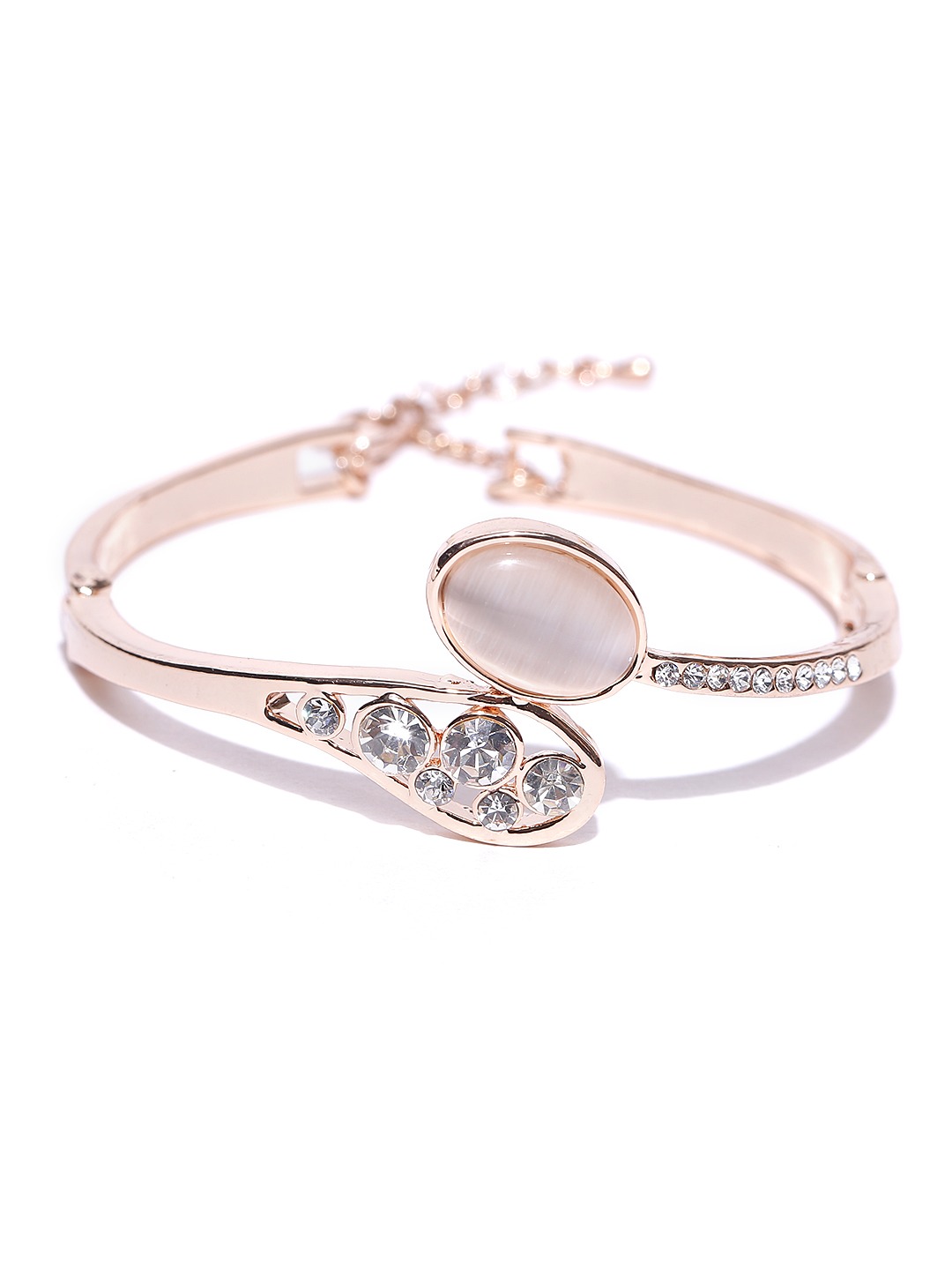 Youbella Crystal Gold Combo Of Pendant Necklace Set, Bangle Bracelet & Earrings For Women And Girls