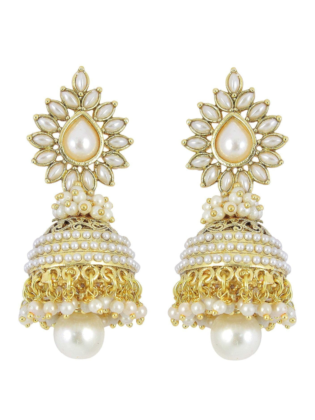 YouBella Traditional Copper Pearl White Jhumki Earrings for Women