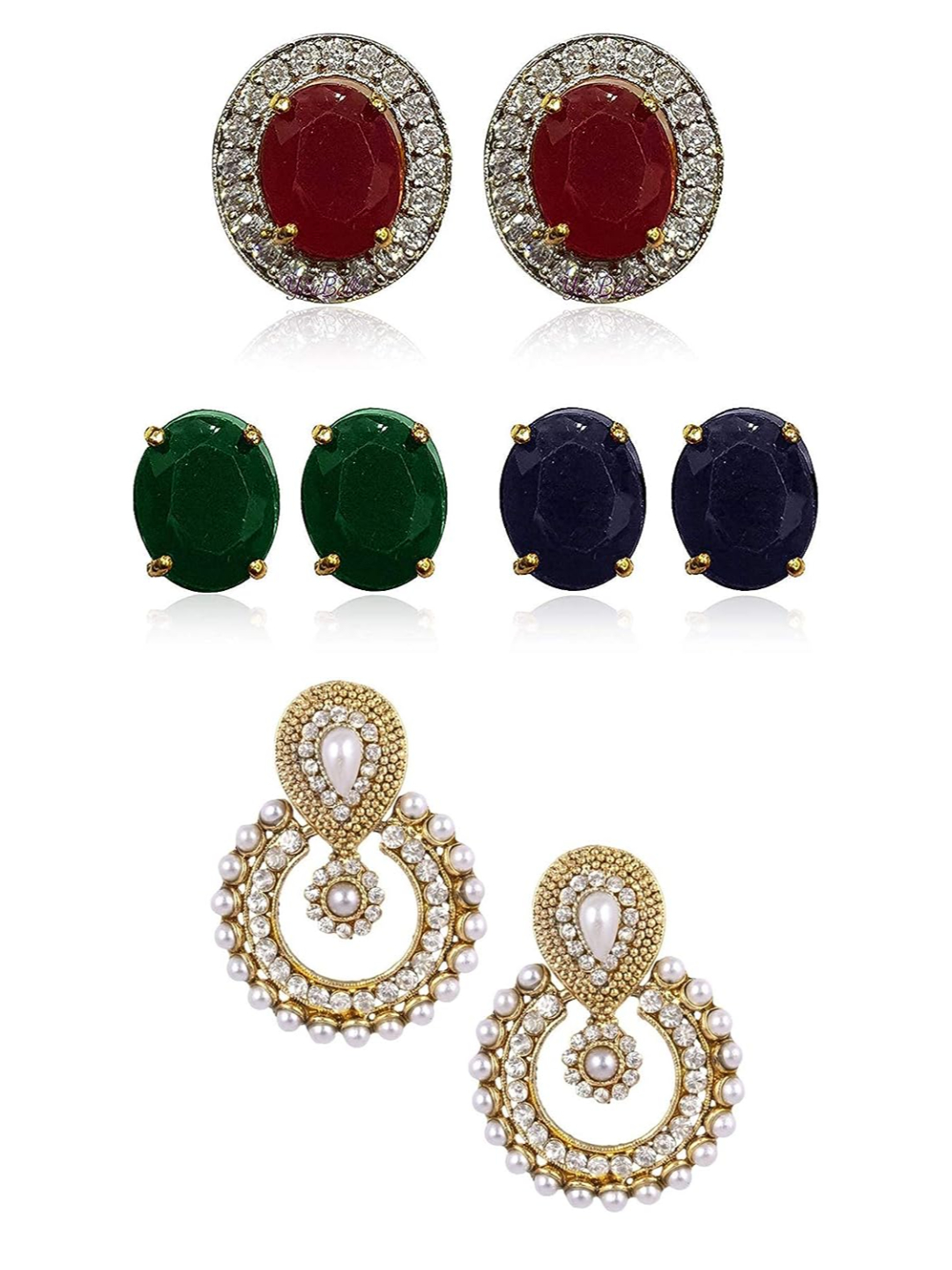 YouBella Jewellery Gold Plated Stud Earrings for Women (White) (YBEAR_3018_FON)