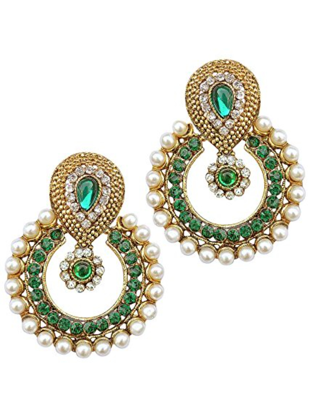 YouBella Designer Green Traditional Pearl Earrings