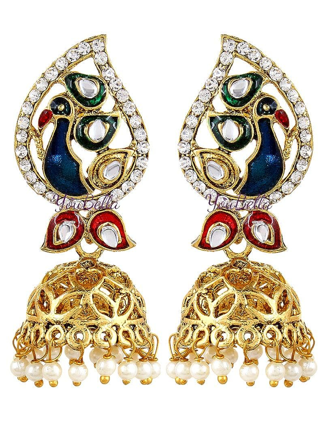 YouBella Gold Plated Multicolour Traditional Jhumki Earrings for Women