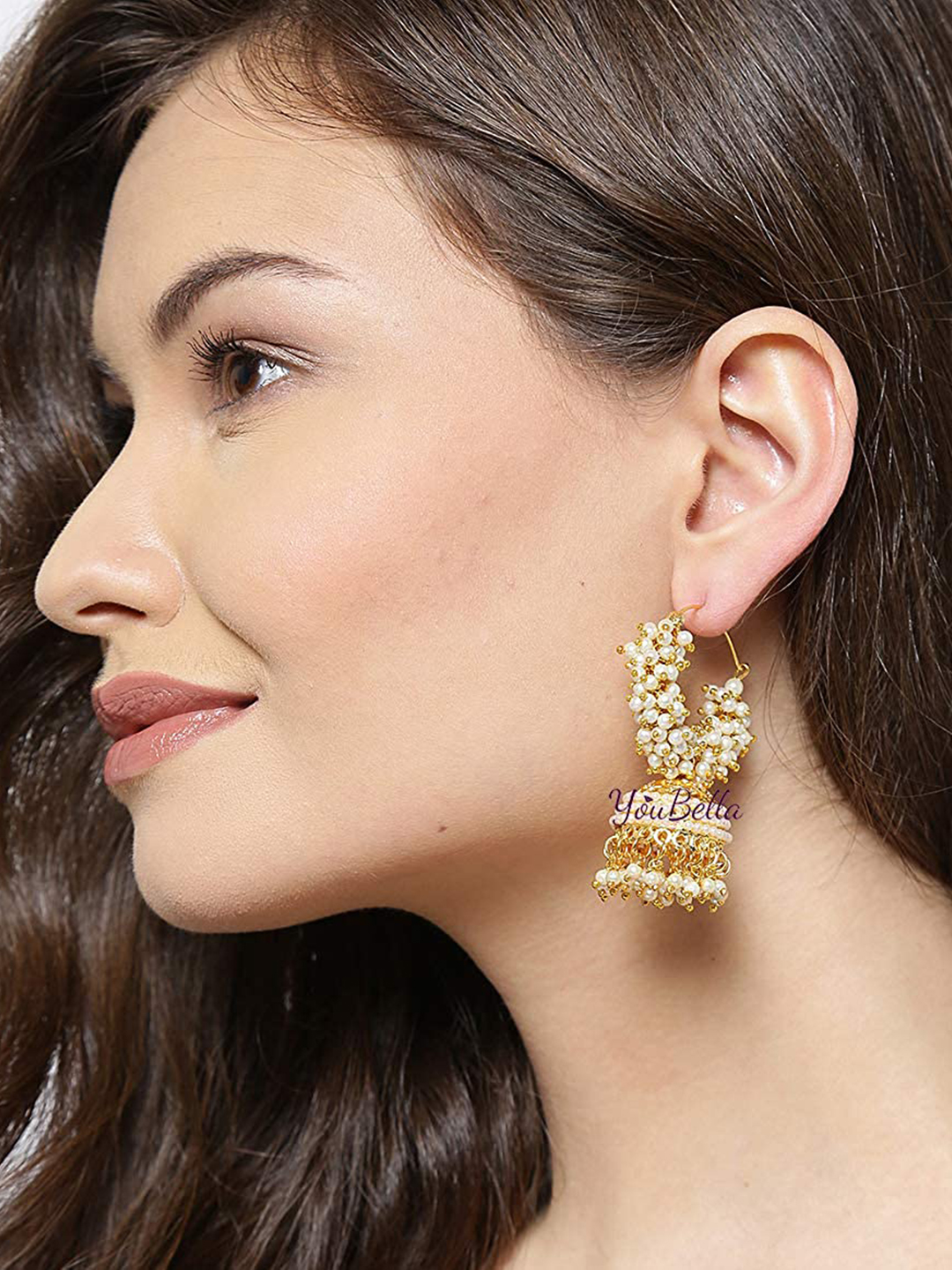 YouBella Golden Plated Hoop Earrings for Women (Golden )(YBEAR_31070)