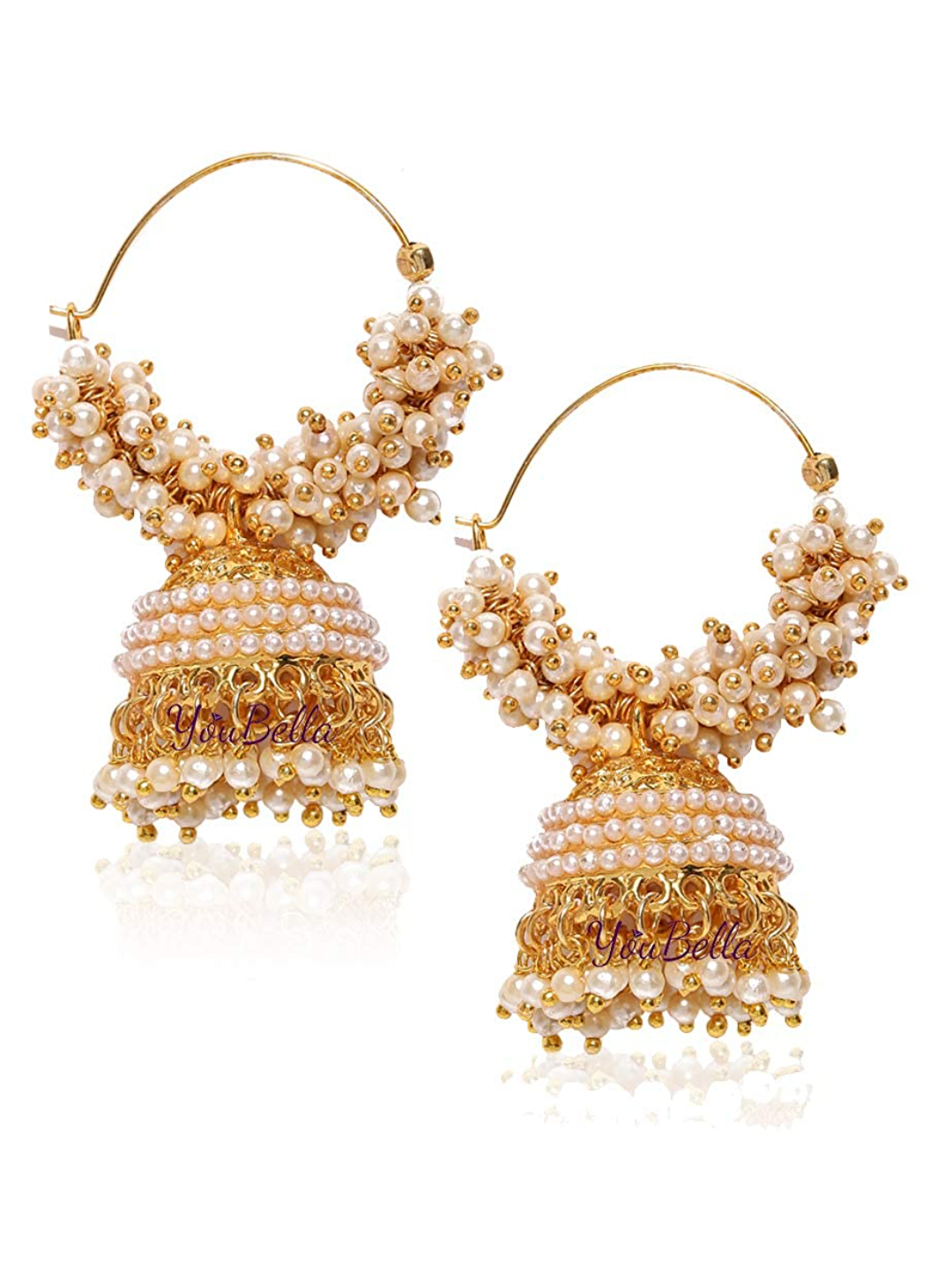 YouBella Golden Plated Hoop Earrings for Women (Golden )(YBEAR_31070)