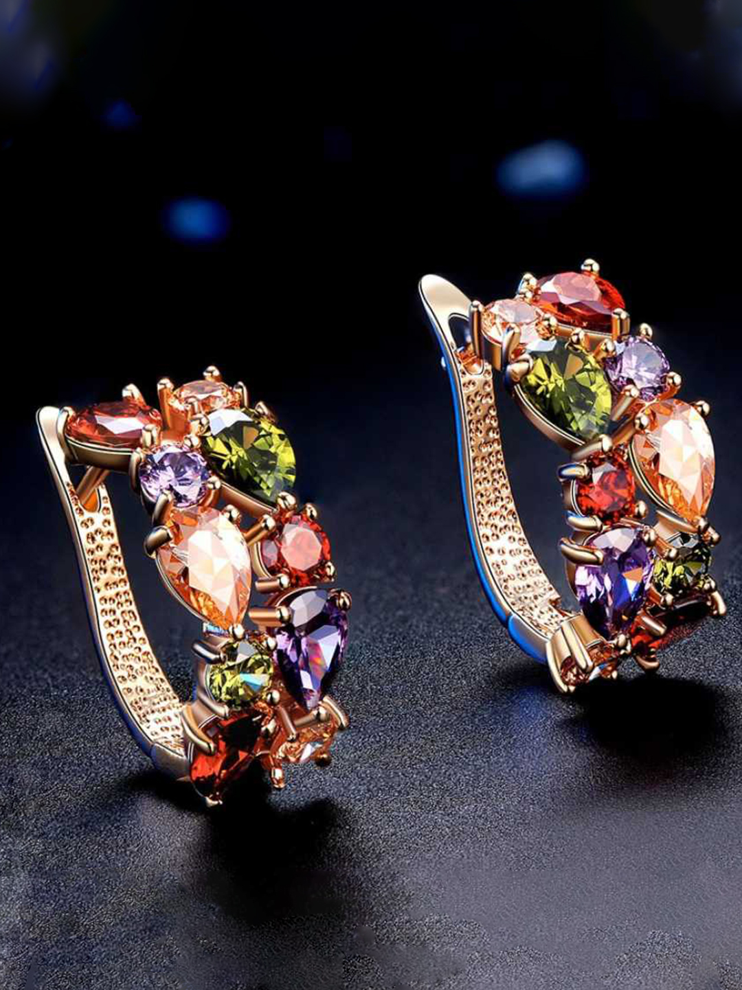 YouBella Valentine Gifts : Gracias Collection Swiss Zircon Jewellery Rainbow colors Exquisite Rose Gold Plated Earrings for Women and Girls