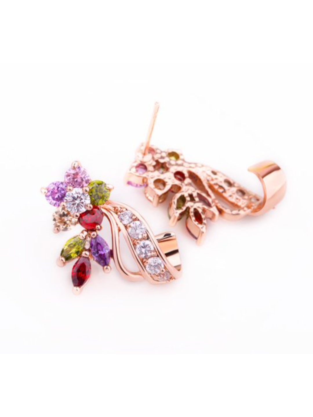 Best Valentine Gifts : YouBella Gracias Collection Swiss Zircon Jewellery Rainbow colors Exquisite Rose Gold Plated Earrings for Women and Girls