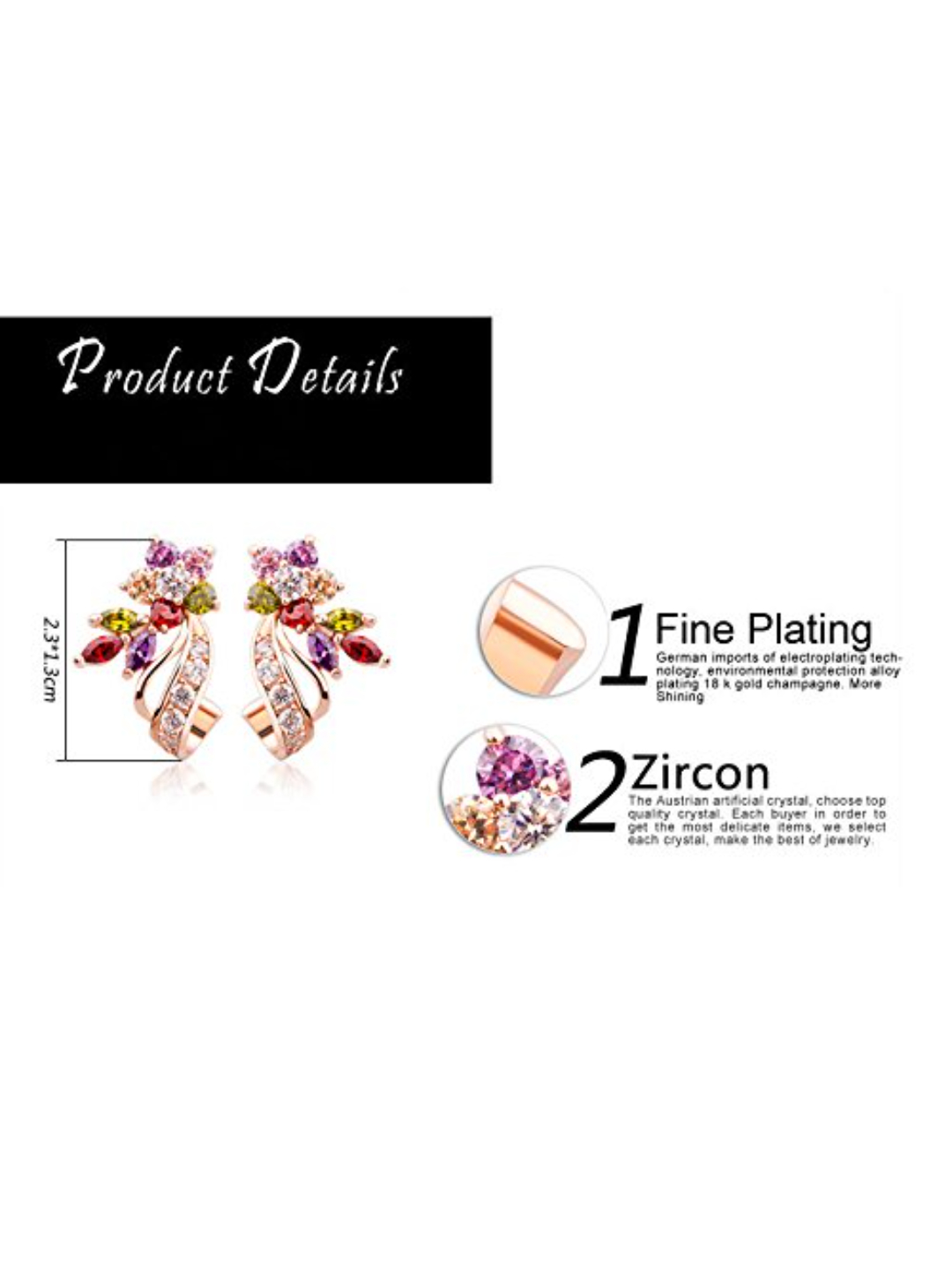 Best Valentine Gifts : YouBella Gracias Collection Swiss Zircon Jewellery Rainbow colors Exquisite Rose Gold Plated Earrings for Women and Girls