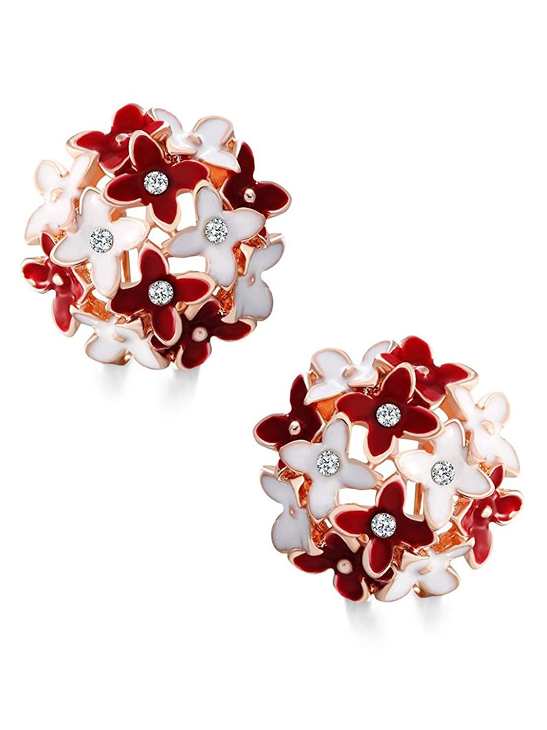 Valentine Gifts : YouBella Jewellery Presents Gracias Collection Floral Earrings for Girls and Women (Red)