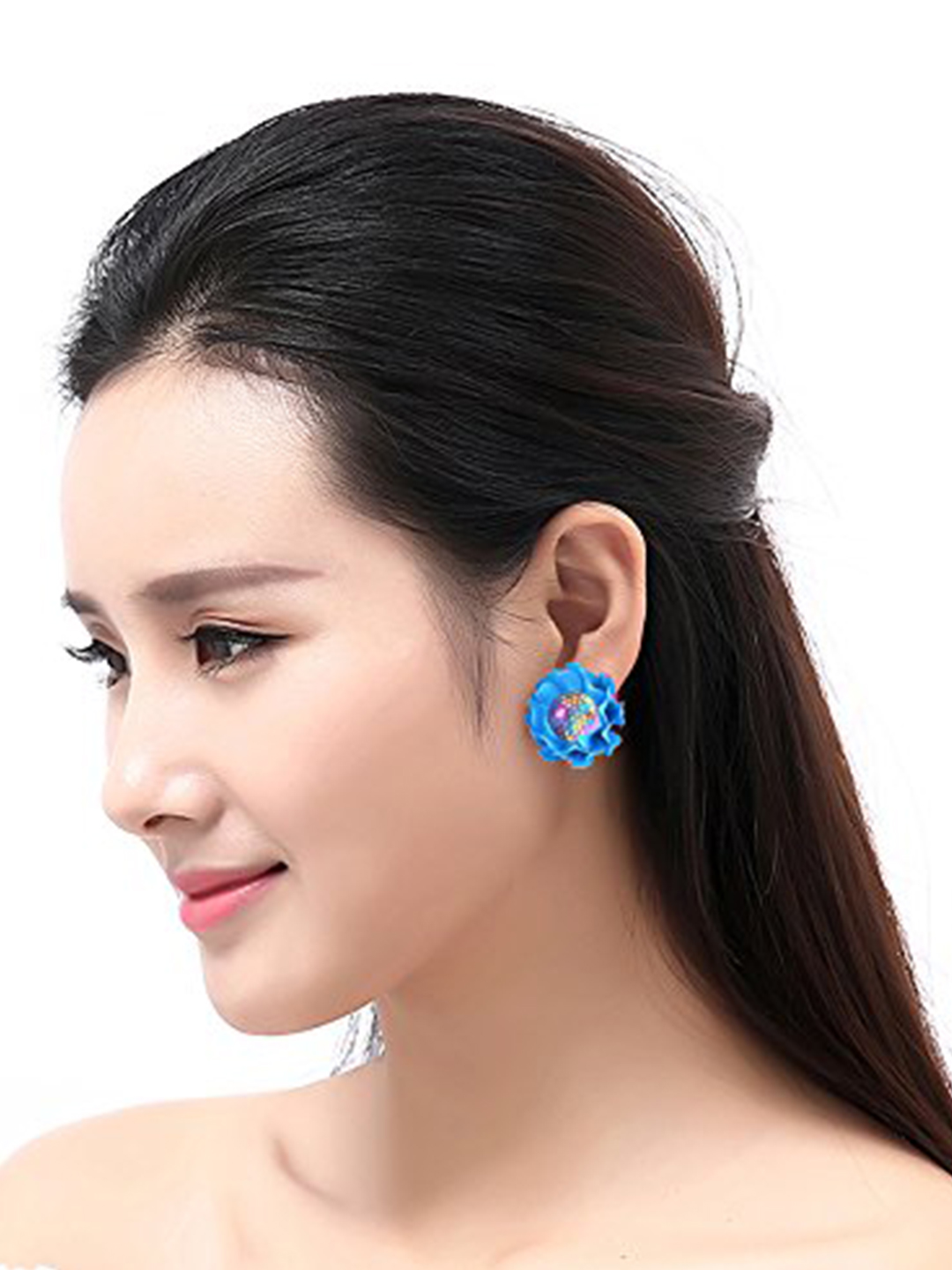 Youbella Jewellery Presents Gracias Collection Crystal Stud Earrings For Girls And Women (Blue)
