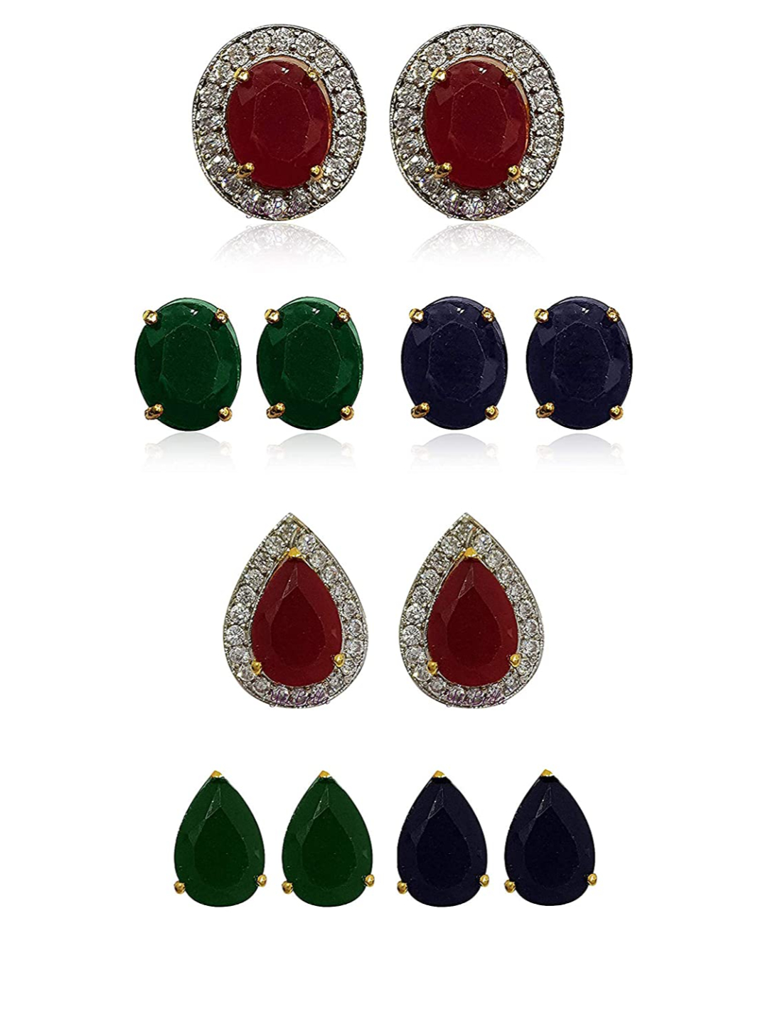 YouBella Combo of 2 6-In-1 Changeble Alloy Gold Earrings Jewellery for Girls/Women