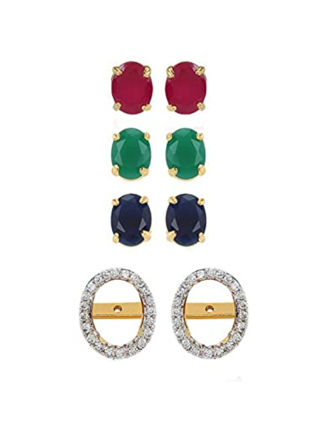 YouBella Combo of 2 6-In-1 Changeble Alloy Gold Earrings Jewellery for Girls/Women