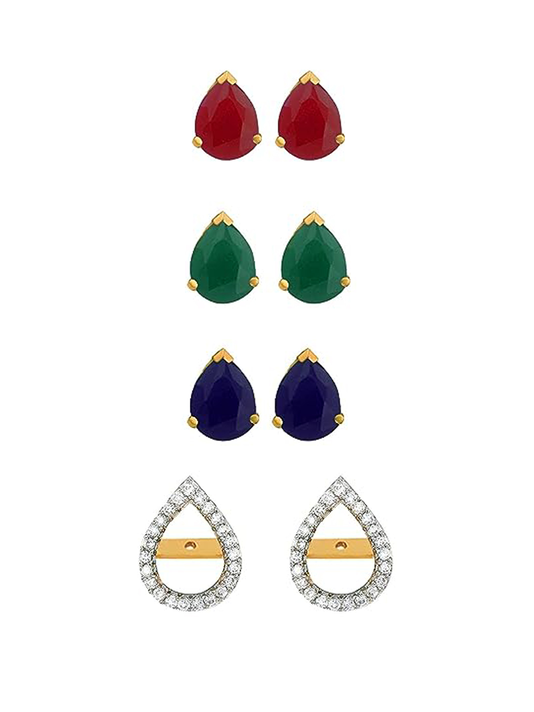 YouBella Combo of 2 6-In-1 Changeble Alloy Gold Earrings Jewellery for Girls/Women