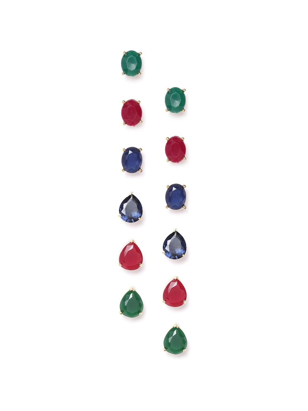 YouBella Set of 6 Gold-Plated Stone-Studded Studs