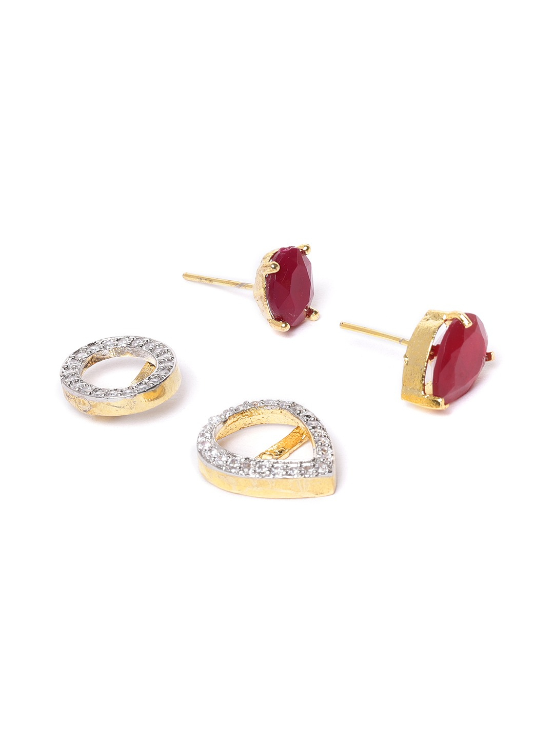 YouBella Set of 6 Gold-Plated Stone-Studded Studs