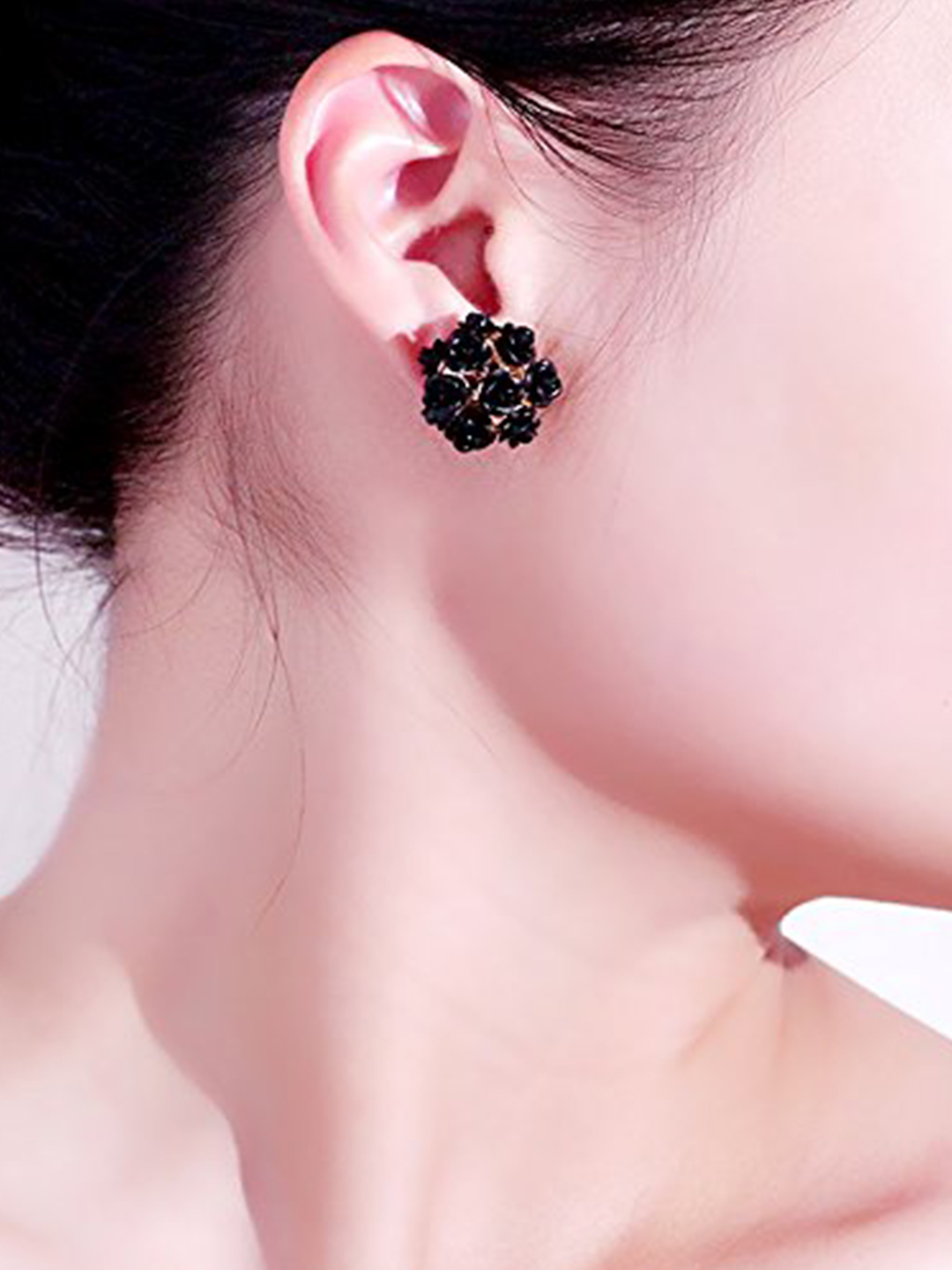 YouBella Jewellery Rose Shape Two Sided Earrings for Girls and Women (Black)