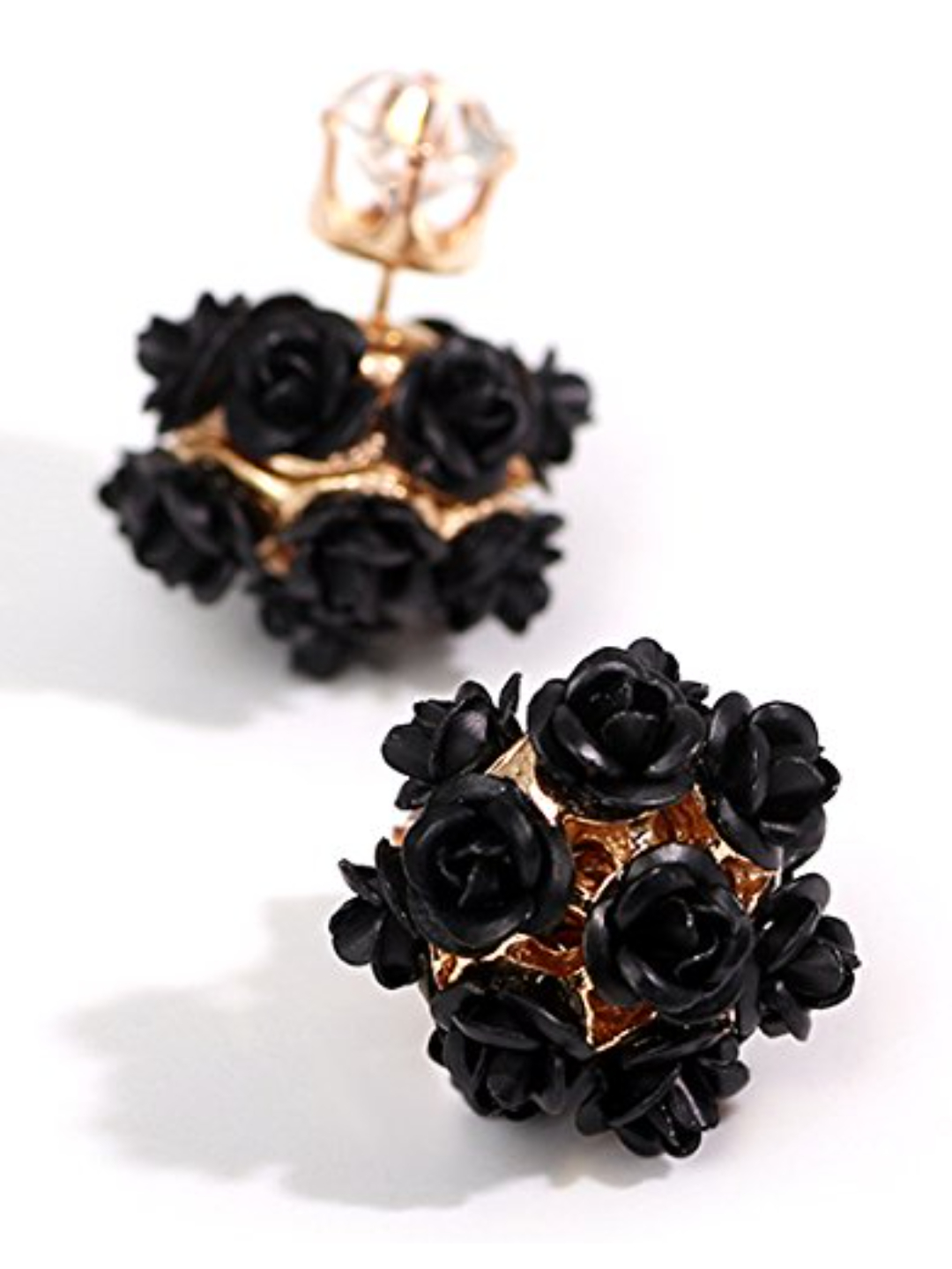 YouBella Jewellery Rose Shape Two Sided Earrings for Girls and Women (Black)