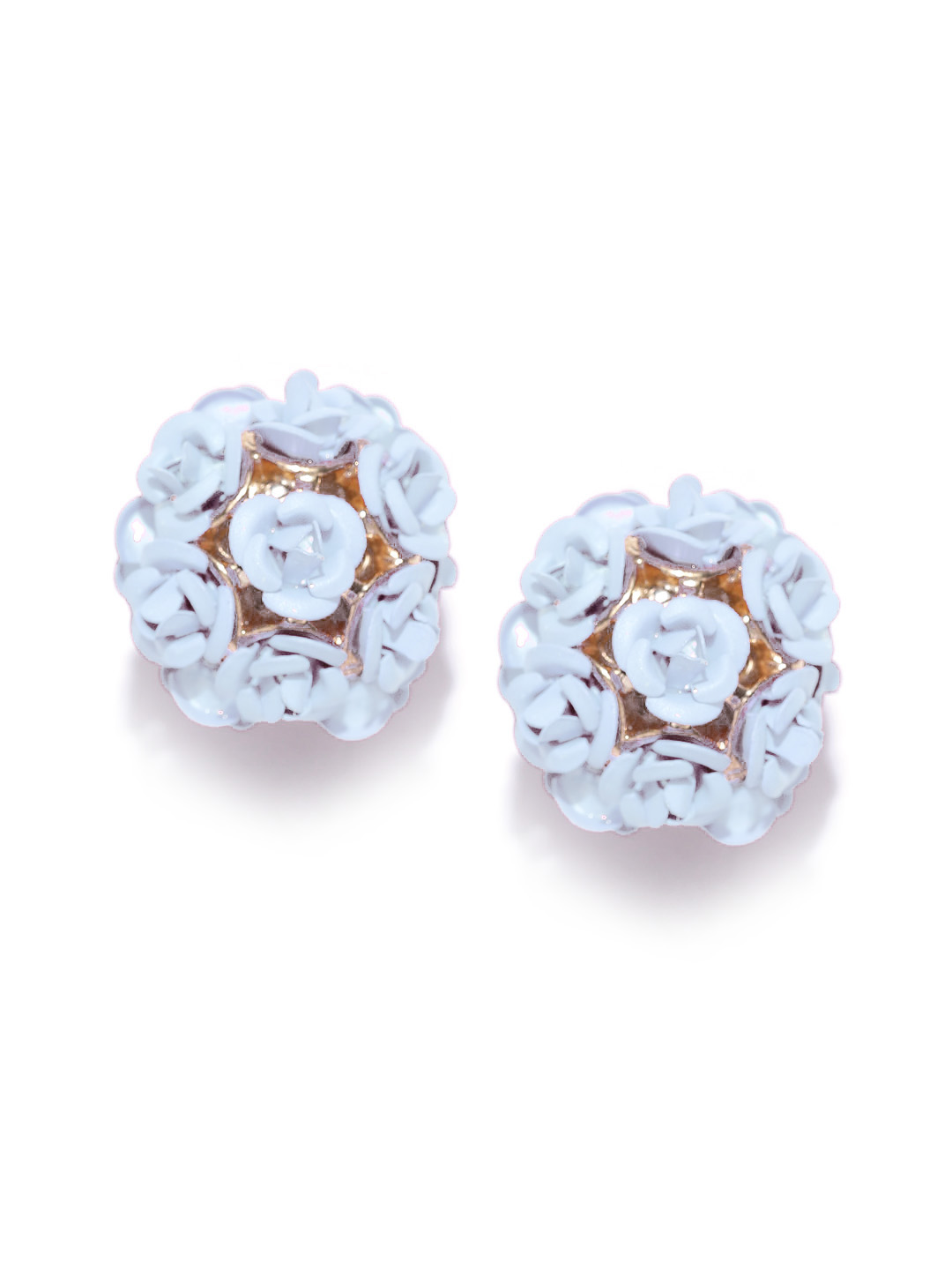 YouBella Jewellery Rose Shape 2 Sided Earrings for Women(Silver)