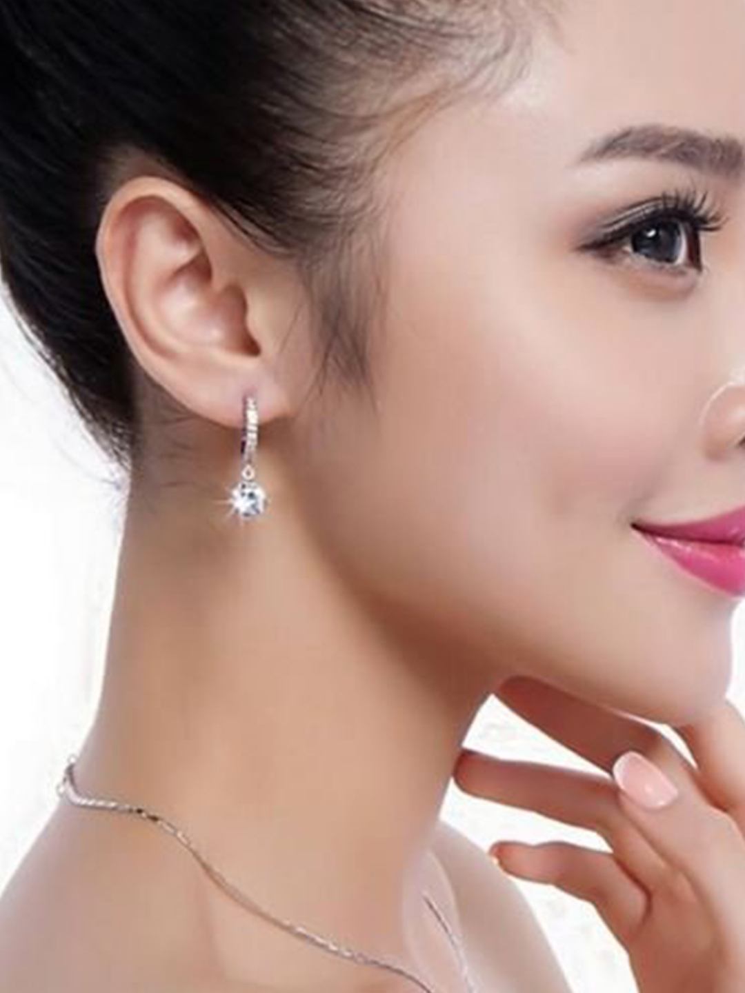 YouBella Jewellery Silver Clear CZ Fancy Earrings for Women