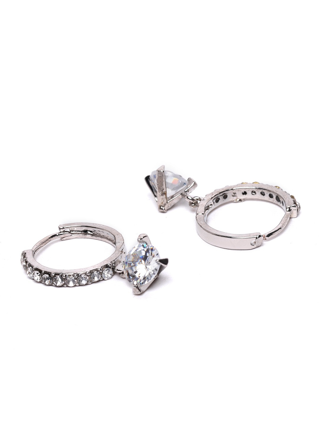 YouBella Silver-Plated Stone-Studded Circular Hoop Earrings