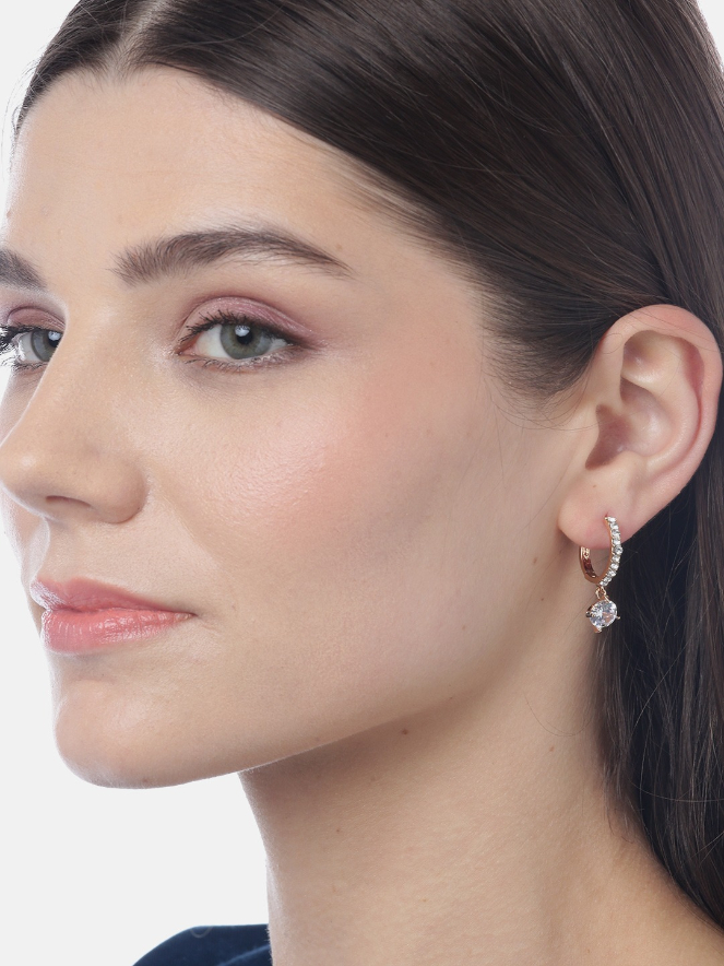 YouBella Gold-Plated Stone Studded Circular Hoop Earrings