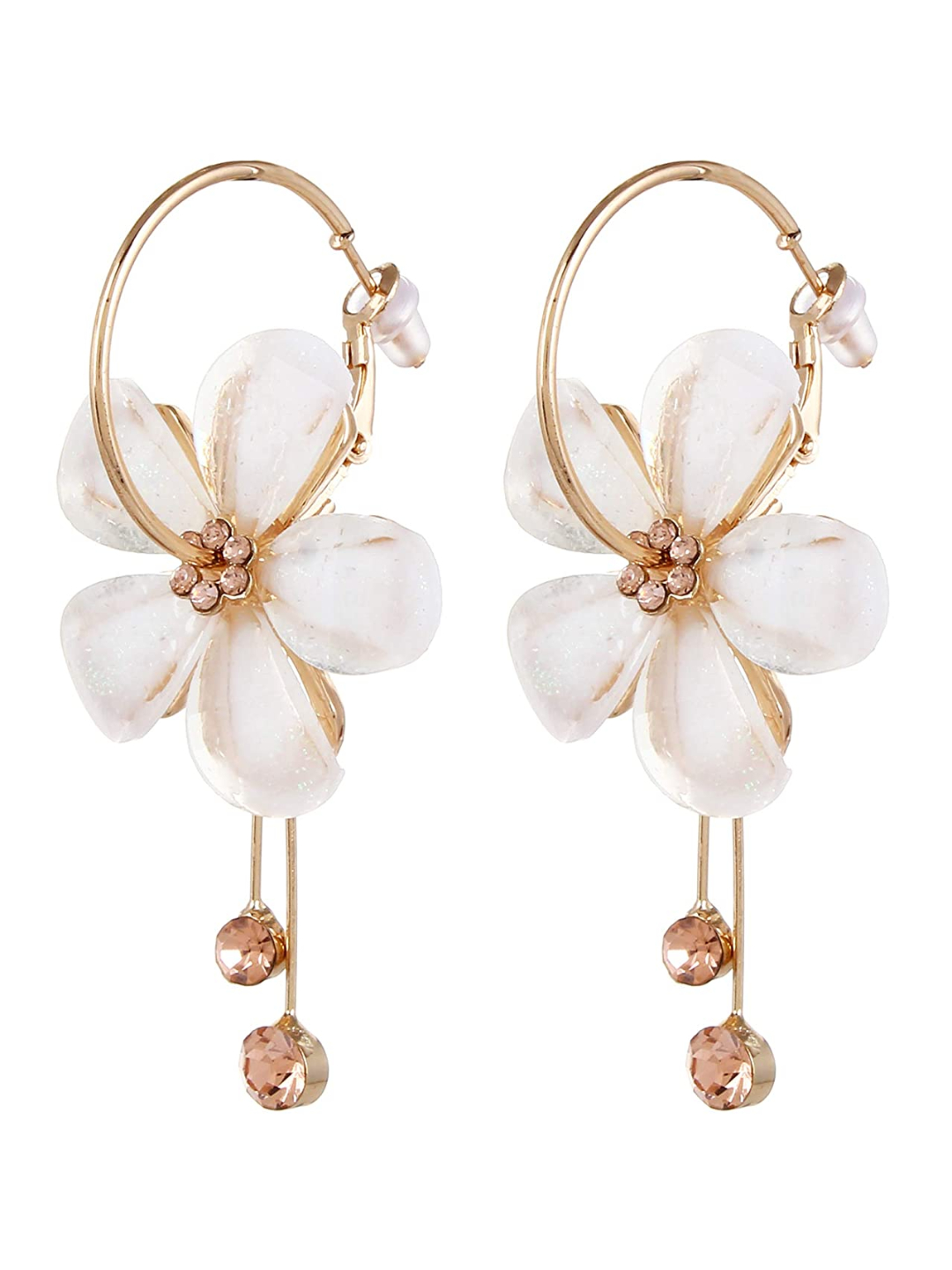 YouBella Gold Plated Drop Earrings for Women (Off-White)(YBEAR_31191)