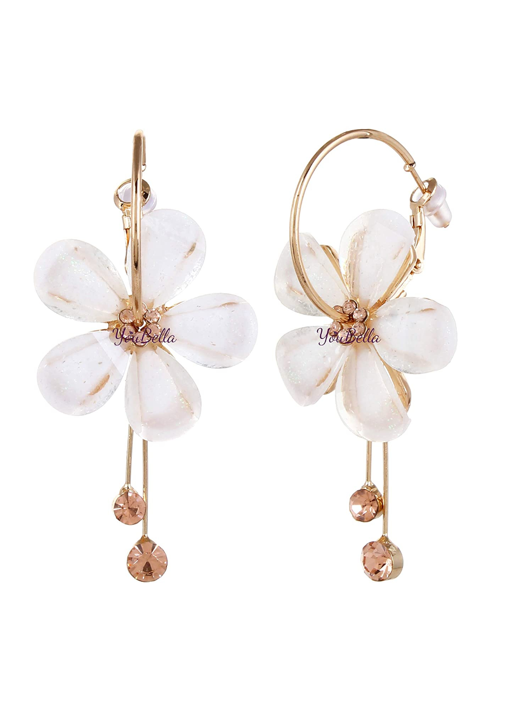 YouBella Gold Plated Drop Earrings for Women (Off-White)(YBEAR_31191)