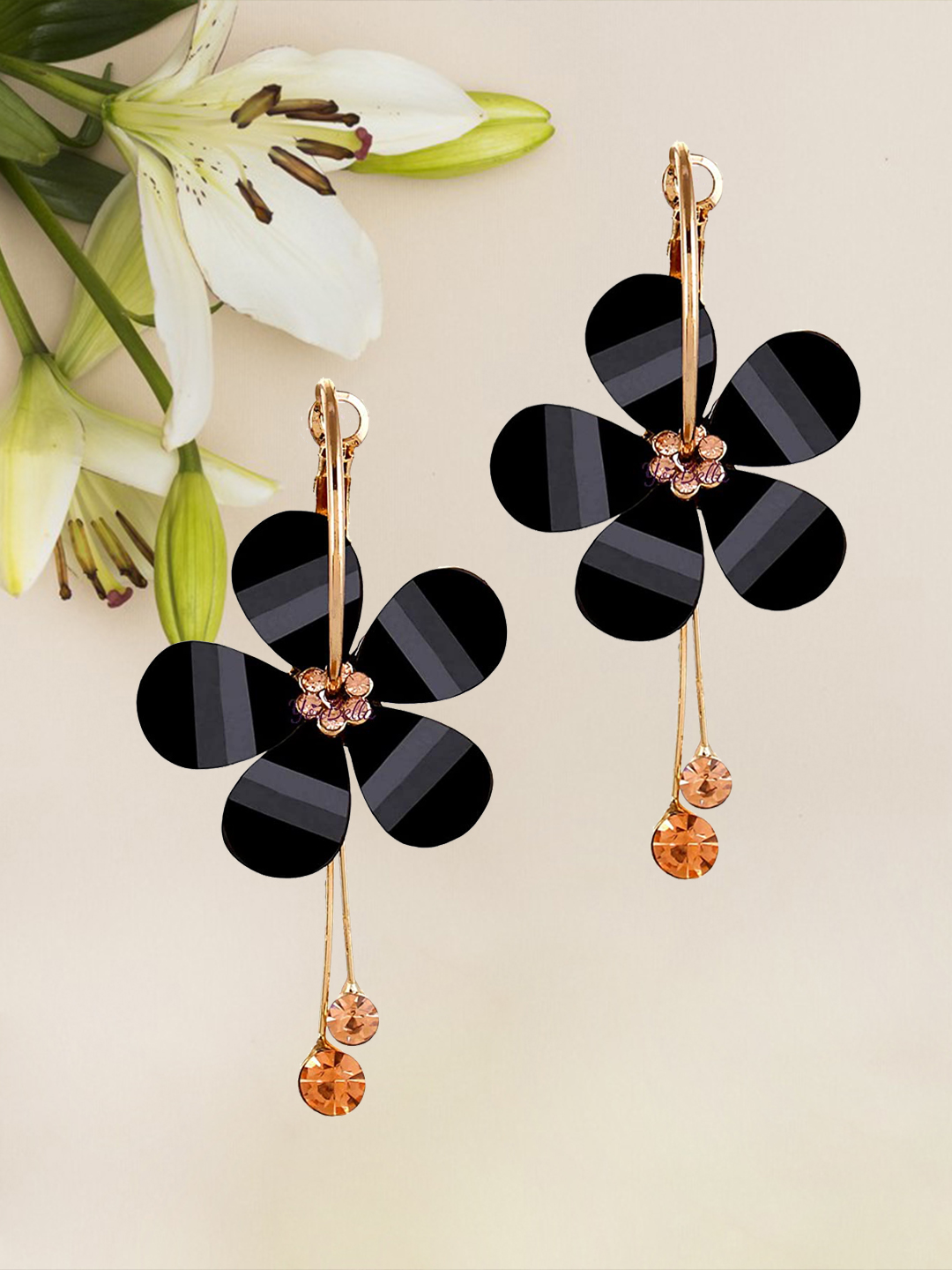 YouBella Stylish Party Wear Jewellery Gold Plated Drop Earrings for Women (Black)(YBEAR_31192)