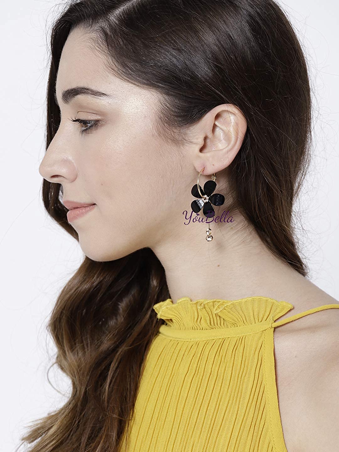 YouBella Stylish Party Wear Jewellery Gold Plated Drop Earrings for Women (Black)(YBEAR_31192)