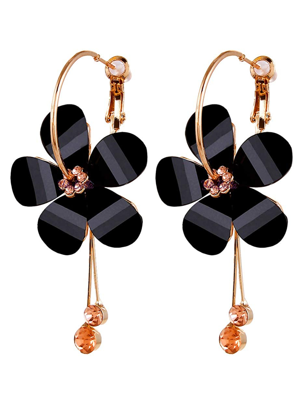 YouBella Stylish Party Wear Jewellery Gold Plated Drop Earrings for Women (Black)(YBEAR_31192)