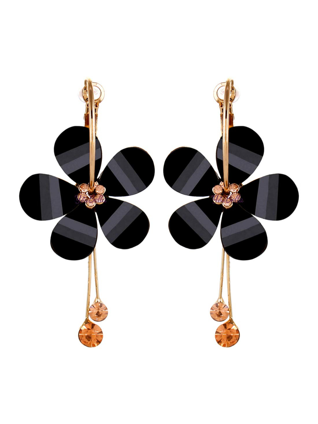 YouBella Stylish Party Wear Jewellery Gold Plated Drop Earrings for Women (Black)(YBEAR_31192)
