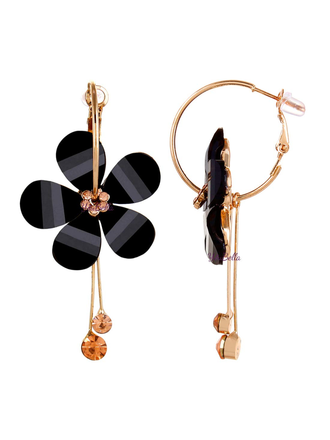 YouBella Stylish Party Wear Jewellery Gold Plated Drop Earrings for Women (Black)(YBEAR_31192)